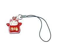 Miniblings chat porte-bonheur Winkekatze Pendentif pour téléphone mobile Maneki Neko manineko rouge pendentif bijoux faits à la main I Porte-clé Porte-clés