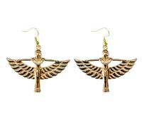 Miniblings Isis Boucles d'oreilles Miniblings Égypte Ailes Déesse Renaissance égyptienne Doré XL - Bijou fantaisie fait main I Boucles d'oreilles pendantes, 54 x 38mm, Métal Coton