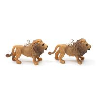 Miniblings Lion avec crinière Zoo Afrique Safari Caoutchouc - Bijou fantaisie fait main I Boucles d'oreilles pendantes plaqué argent, 30mm, Caoutchouc
