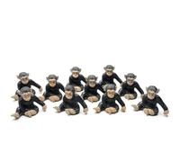 Miniblings Lot de 10 figurines de chimpanzé - Singe - Zoo - Animaux de la jungle - Kit de jeu