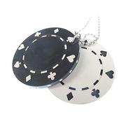 Miniblings Lot de 2 Collier Puce de Poker - Bijoux à la Mode Main I Pendentif avec Collier Longueur: 80cm - Las Vegas Casino Poker