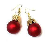 Miniblings Noël arbre balle Boucles d'oreille babiole - bijoux à la mode à la main I Noël Noël rouge mat - argenté de Boucles d'oreille