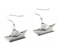 Miniblings papier bateau à voiles Origami Boucles d'oreille - Bijoux mode main I Bateau à voile argent plié - argenté de Boucles d'oreille