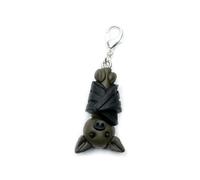 Miniblings Pendentif chauve-souris - Costume de vampire - Noir - Fait main - Bijou fantaisie - Pendentif plaqué argent - Pendentif pour bracelet, 30mm, Argile polymère