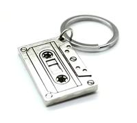 Miniblings Porte-clés cassette MC Musique Mixtape 80 Argent - Bijou fantaisie original I Pendentif Porte-clés, argenté, 38mm