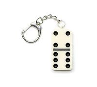 Miniblings Porte-clés en pierre de domino blanc - Pièce de jeu - Bijou tendance fait à la main | Porte-clés lanière, Multicolore, 30mm