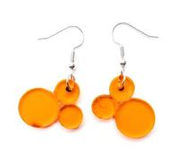 Miniblings rétro vintage années 70 orange disques boucles d'oreilles pendantes cercle hippie bohème 3 verre acrylique - Bijou fantaisie fait main I Boucles d'oreilles pendantes plaqué argent