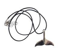Miniblings Tail Fluke 45 cm Chaîne Collier Pendentif en Cuir Wal Baleine Dauphin - Silver Chain Link - Bijoux faits à la main, 45mm, Argent sterling Cuir, argenté.
