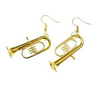 Miniblings Tuba de joueur Tenor Horn Orchestra Jazz Tubas Tuba doré avec la boîte - argenté de bijoux à la mode main I Boucles d'oreille