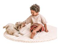 MINICAMP Tapis de Jeu pour bébé pour Le Sol - rembourré - Tapis de Sol Rond avec Pompons pour Les tentes tipi - en Coton 100% certifié - diamètre de 115 cm.