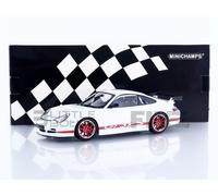 Minichamps Voiture miniature Porsche 911 GT3 RS 2002 blanche à bandes rouges échelle 1/18