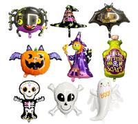 MINICIRCLES Ballons D'Halloween - Lot de 9 Ballon de Halloween en Forme d'Araignées, Citrouille, Fantôme et Sorcière pour une Décoration Festive et Créative