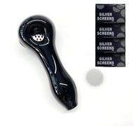 MINICIRCLES Tuyau en verre avec 7 trous, fait main tuyau pipe en verre bong, mini pipe à fumer inodore résistante à la chaleur pour, cadeau pour père mari amateur collectionneur (Noir)