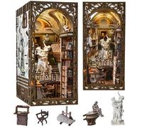 MiniCity Atelier du Bernin Kit Book Nook DIY, Puzzle 3D en Bois avec LED | 18 × 11 × 23 cm; maquette de 436 pièces avec LED; colle, outils et notice illustrée; 6-8 h, dès 14 ans; avec détails soignés.