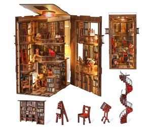 MiniCity Bibliothèque de l'Abbaye Book Nook Kit, Puzzle 3D en Bois avec LED