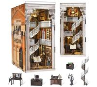 MiniCity Bibliothèque Juridique, Book Nook Kit, Puzzle 3D en Bois avec LED | 18 × 11 × 23 cm; maquette de 550 pièces avec LED, cache-poussière; colle, outils et notice illustrée; 6-8 h, dès 14 ans.