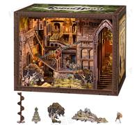 MiniCity Book Nook Kit de construction pour maison de poupée miniature 3D avec lumière LED et housse de protection contre la poussière - Robin des Bois