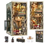 MiniCity Book Nook Kit DIY Miniature Serre-Livres Puzzle 3D en Bois avec Housse de Protection Contre la poussière pour Les Amateurs de Bricolage (Saisons café)