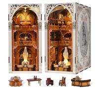 MiniCity Kit de coin de livre - Maison de poupée à faire soi-même - Kit miniature pour bibliothèque - Pour adultes et adolescents - Puzzle 3D en bois avec housse anti-poussière (bibliothèque publique)