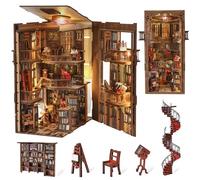 MiniCity The Castle's Escape Kit DIY Book Nook Scène miniature 3D en bois avec lumières LED, couvercle anti-poussière et outils pour décoration d'étagère (bibliothèque abbaye)