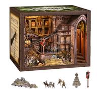 MiniCity The Castle's Escape Kit DIY Book Nook Scène miniature 3D en bois avec lumières LED, couvercle anti-poussière et outils pour décoration d'étagère (Robin des Bois)