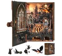 MiniCity Vol Magique Kit Book Nook DIY, Maquette Miniature en Bois avec LED | 18,5 × 8 × 21 cm; modèle pliable de 154 pièces avec LED; colle, outils et notice illustrée inclus; montage 4-6 h, dès 14 ans.