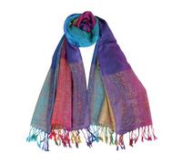 Minicloss 70 x 180 cm Femme Châle Chaud, Femme Couleur Châle,Hiver Ethnique Châle Avec Style Coloré Gradient Châle Maroc,Hiver Ethnique Châle Avec Glands (Bleu)