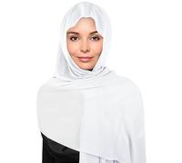 Minicloss Foulard en mousseline de soie pour femme - Hijab - 180 x 70 cm - Grand foulard musulman - Avec écharpe de qualité supérieure - Protection solaire respirante, Blanc., 70 cm (B) x 180 cm (L)