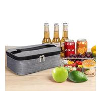 Minicoco Petit sac à déjeuner isotherme pour homme et femme - Mini seau à déjeuner isotherme avec poignée - Portable - Étanche - Avec poignée - Pour le travail, l'école, le pique-nique - Gris