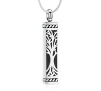 Minicremation Bijou funéraire pour cendres - Collier urne cylindrique pour homme et femme - Pendentif souvenir pour un être cher, Acier inoxydable, Pas de gemme