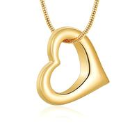 Minicremation Bijou funéraire pour cendres - Collier urne en forme de cœur pour homme et femme - Bijou souvenir pour garder un pendentif près de chez vous, Acier inoxydable, Pas de gemme