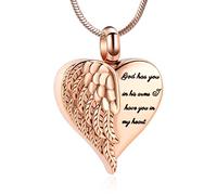 Minicremation Bijoux de crémation pour cendres Collier pendentif urne cœur Cendres pour femmes hommes Souvenir mémorial Aile d'ange avec breloque cœur pour êtres chers, Acier inoxydable, Zircon