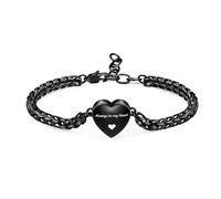 Minicremation Bracelet avec urne pour cendres en forme de cœur, bracelet crémation avec médaillon, bracelet commémoratif ajustable pour cendres, anneau porte-chaîne pour femme - Toujours dans mon cœur