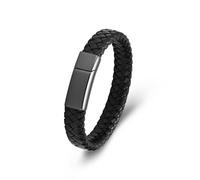 Minicremation - Bracelet de Crémation - Bracelet en Urne pour Cendres pour Femmes et Hommes - Mémorial - Bracelet en Cuir Tressé, 24cm, Acier inoxydable, Pas de gemme