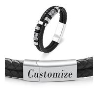 Minicremation Bracelet de crémation Viking Marteau de Thor pour cendres pour hommes Bracelet en cuir véritable tressé Bracelet urne pour mémorial humain souvenir cadeau, Customize, Acier inoxydable