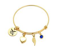 Minicremation Bracelet funéraire extensible pour cendres avec pierre de naissance et ailes d'ange, bracelet souvenir souvenir pour femme, Acier inoxydable, Pas de gemme