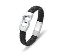 Minicremation Bracelet urne souvenir pour cendres de personnes aimées - Bijou d'incinération pour cendres médaillon - Mémorial - Bracelet en cuir tressé - Cadeau pour femmes et hommes, 24cm, Acier