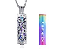 Minicremation Collier avec pendentif urne de crémation avec cylindre creux Vial Keepsake Urne de crémation Bijoux Memorial Lockets pour cendres pour femmes et hommes, Acier inoxydable