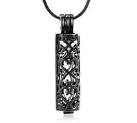Minicremation Collier avec pendentif urne funéraire avec fiole cylindrique creuse - Bijou funéraire pour cendres - Pour homme et femme, taille unique, Acier inoxydable Zircone cubique Pierre, Zircon