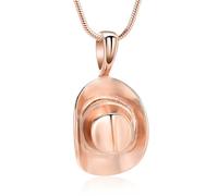 Minicremation Collier funéraire en acier inoxydable avec pendentif urne funéraire en forme de chapeau de cowboy pour cendres - Bijou souvenir pour homme et femme, Acier inoxydable, Pas de gemme
