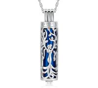 Minicremation Collier urne cylindrique pour cendres, ange, arbre de vie, bijou funéraire, pendentif en forme de fiole cylindrique creuse, bijou souvenir pour homme et femme, Acier inoxydable, Pas de