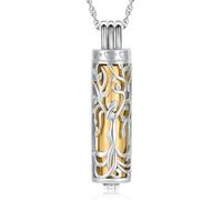 Minicremation Collier urne cylindrique pour cendres, ange, arbre de vie, bijou funéraire, pendentif en forme de fiole cylindrique creuse, bijou souvenir pour homme et femme, Acier inoxydable, Pas de