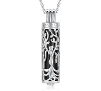 Minicremation Collier urne cylindrique pour cendres, ange, arbre de vie, bijou funéraire, pendentif en forme de fiole cylindrique creuse, bijou souvenir pour homme et femme, Acier inoxydable, Pas de
