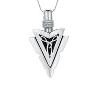Minicremation Collier urne en forme de pointe de flèche pour cendres en acier inoxydable avec pendentif funéraire tribal en forme de pointe de flèche, bijou souvenir de deuil pour homme et femme