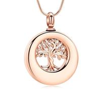 Minicremation Collier urne funéraire en acier inoxydable avec pendentif arbre de vie en forme d'arbre de vie pour cendres, Acier inoxydable, Pas de gemme