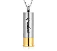 Minicremation Collier urne funéraire en forme de carapace cylindrique pour cendres de papa/maman/fils/grand-mère/grand-père/cerf funéraire pour cendres de vos proches, Acier inoxydable, Pas de gemme