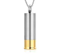 Minicremation Collier urne funéraire en forme de carapace cylindrique pour cendres de papa/maman/fils/grand-mère/grand-père/cerf funéraire pour cendres de vos proches, Acier inoxydable, Pas de gemme
