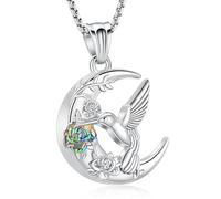 Minicremation Collier urne funéraire en forme de colibri avec lune et rose pour cendres pour homme et femme