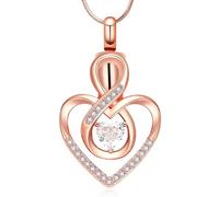 Minicremation Collier Urne Funéraire en Forme de Cœur Bijoux de Cendres pour Femmes, Médaillon Pierre de Naissance Souvenir Pendentif Cœur Infiniment Médaillon Commémoratif Porte-Cendres pour Humain