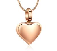 Minicremation Collier urne funéraire en forme de cœur pour cendres - Bijoux pour homme et femme - Pendentif souvenir - Médaillon commémoratif, Acier inoxydable, Pas de gemme